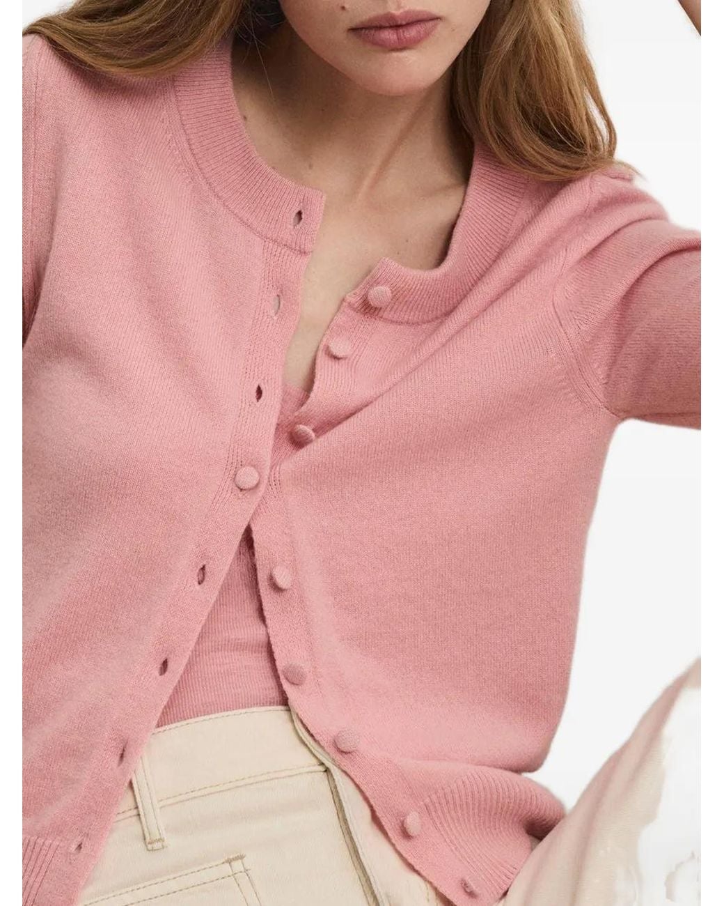 Veronica Beard Pink Daro Buttoned Cardigan