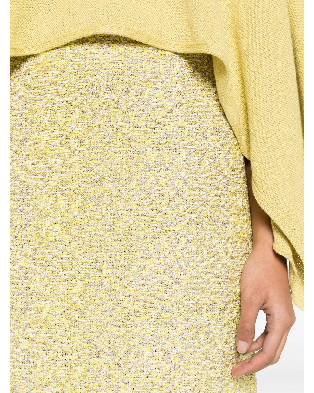 Fabiana Filippi Yellow Straight Tweed Midi Skirt