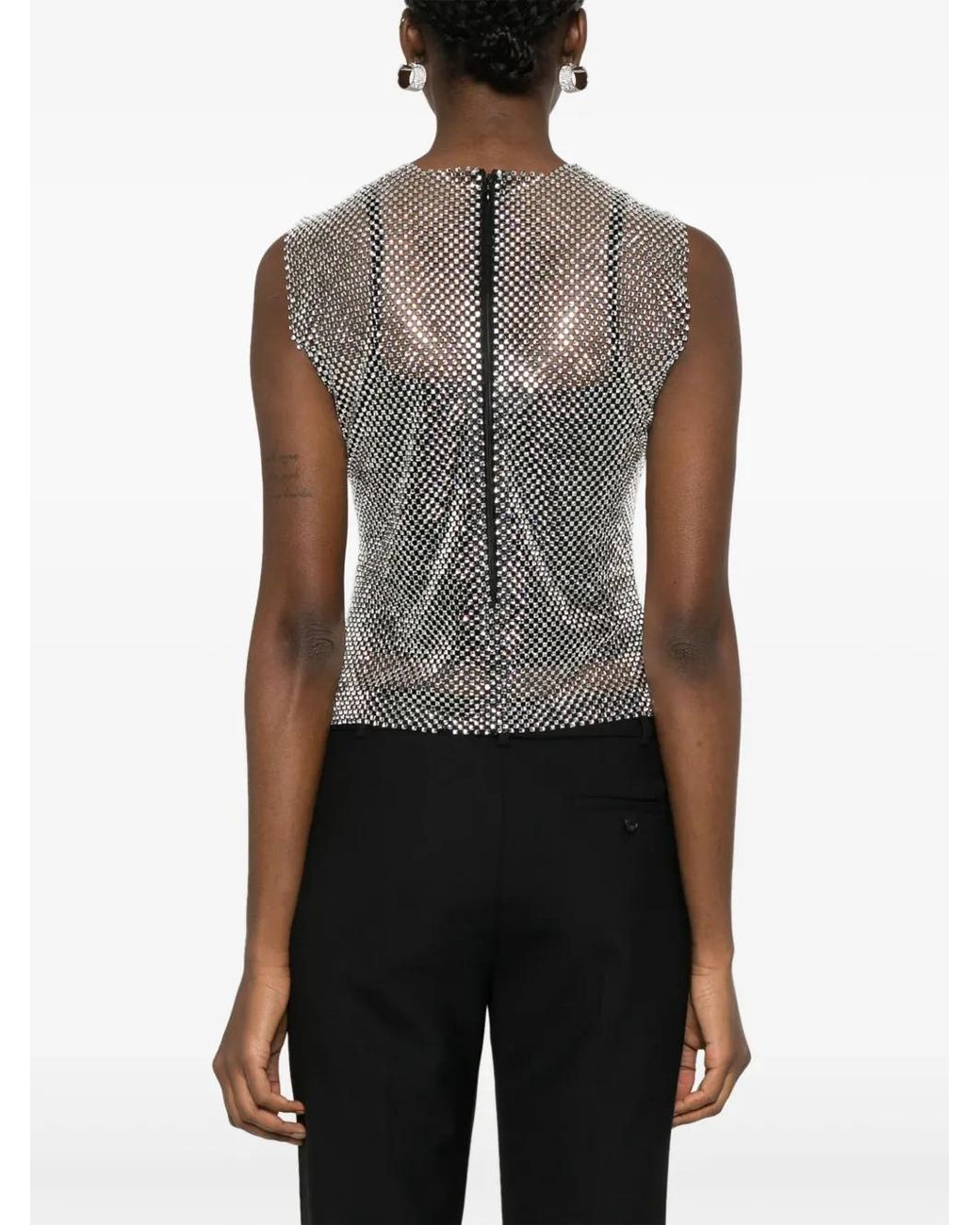 Philosophy Di Lorenzo Serafini Gray Rhinestone-Embellished Top