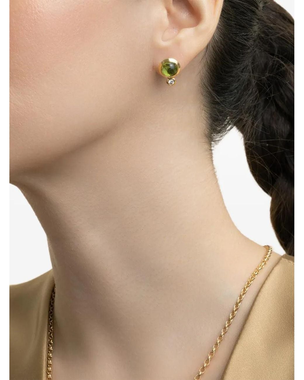 Tamara Comolli Natural Diamond Peridot Bouton Earrings