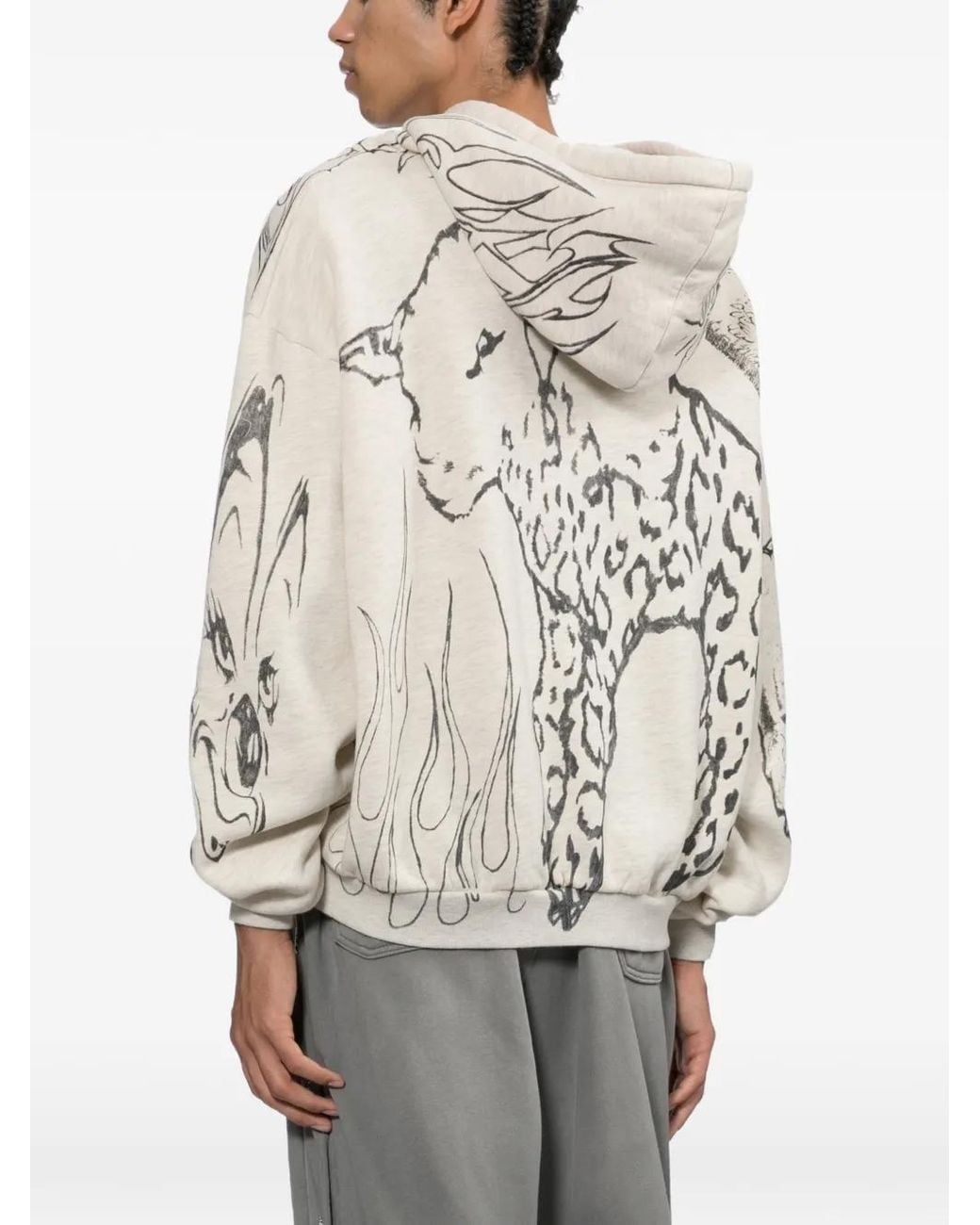 HELLSTAR White Graffiti-Print Zip-Up Hoodie for men