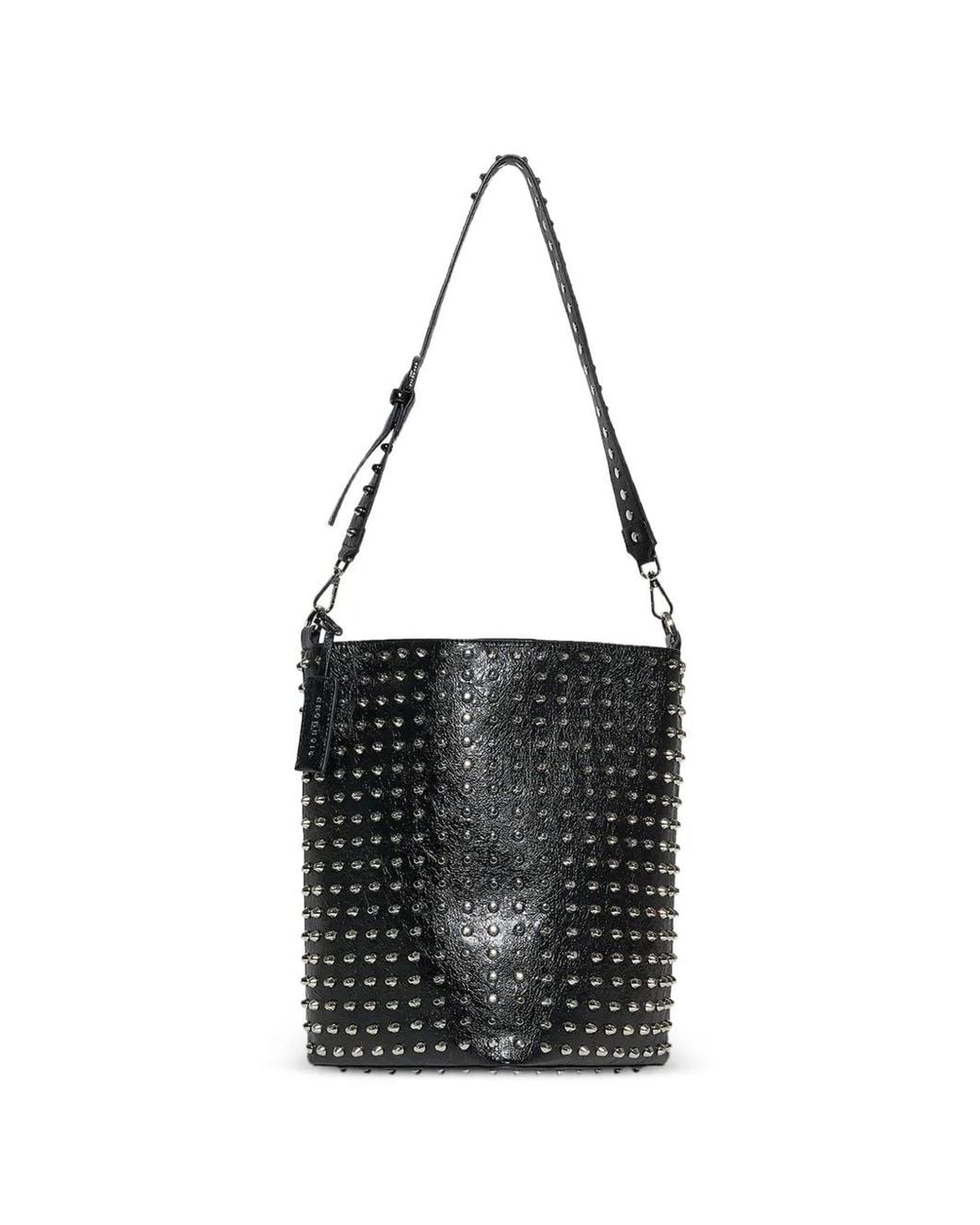 John Richmond Black Studded Bucket Bag
