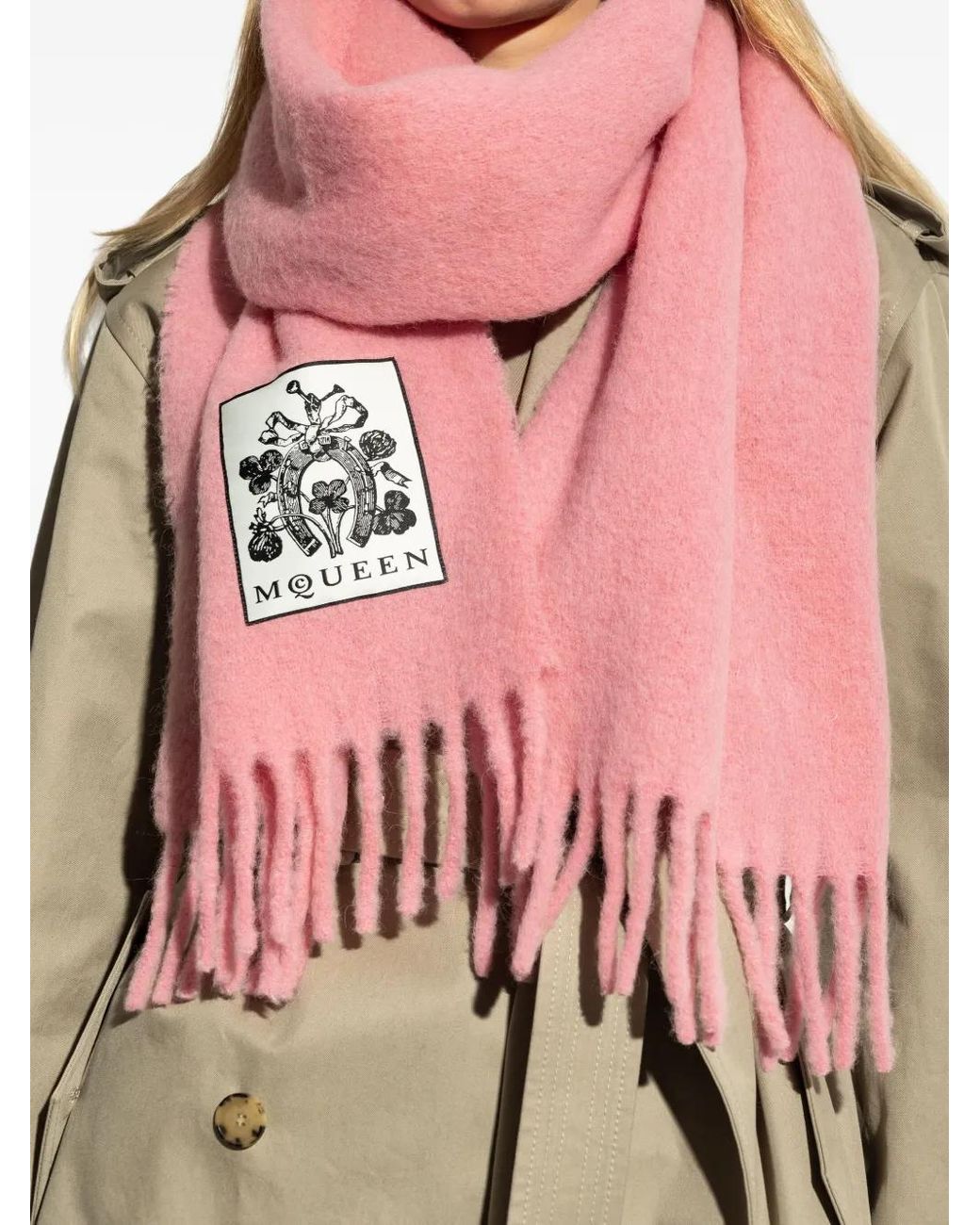 Alexander Mc Queen Alpaca Wool Scarf di McQueen in Pink