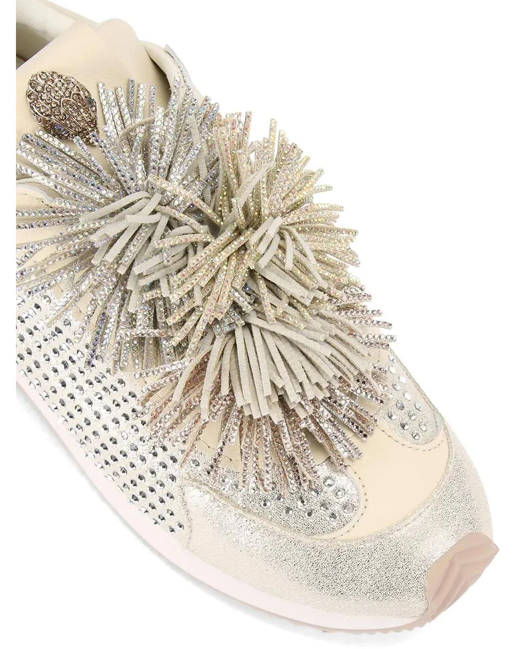 Kurt Geiger White Fringed Embellished Sneakers
