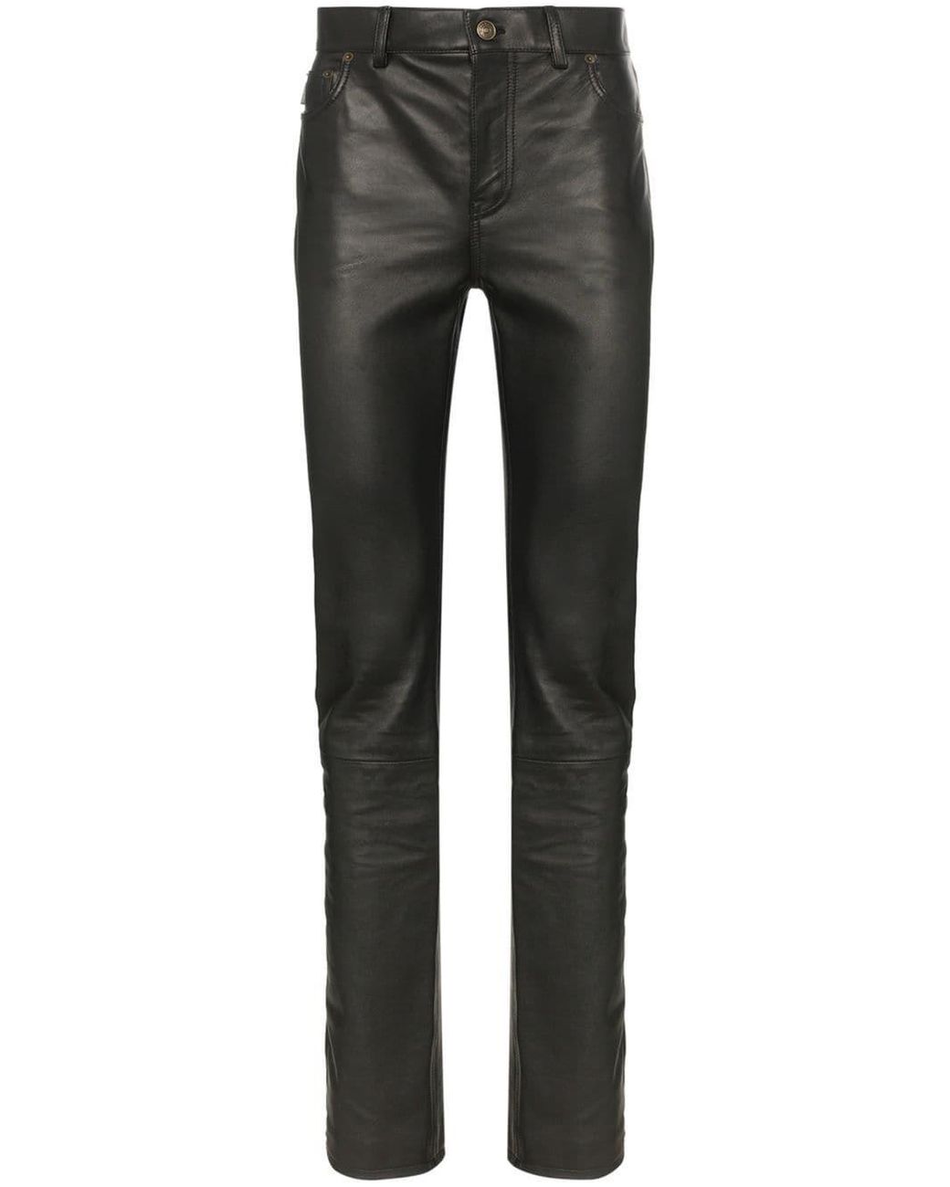 Balenciaga Fitted Leather Trousers in Black for Men | Lyst