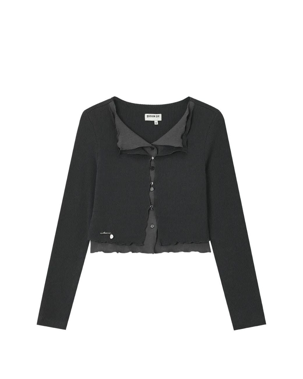 Musium Div. Black Layered Ribbed-Knit Cardigan
