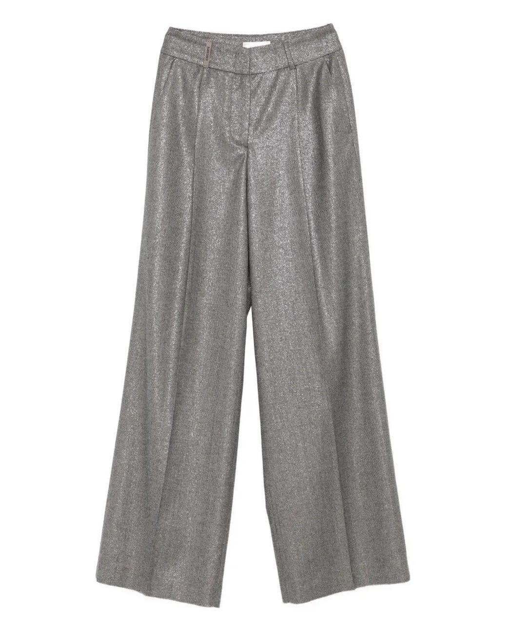 Peserico Gray Metallic-Effect Pants