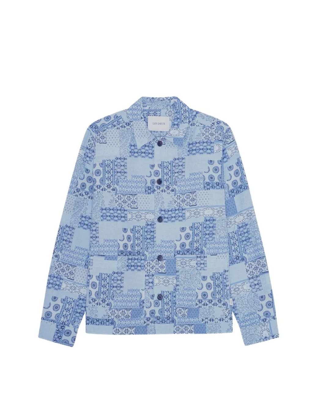 Les Deux Blue Patchwork Paisley-Print Jacket for men