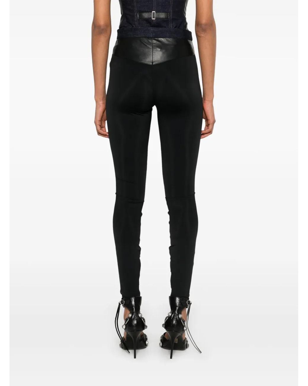 MITILIANE COUTURE Blue Leather-Insert Leggings