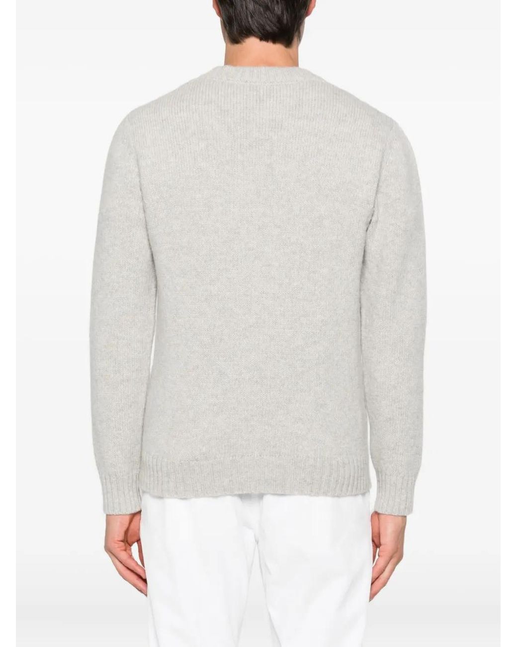 Eleventy White V-Neck Wool Sweater for men