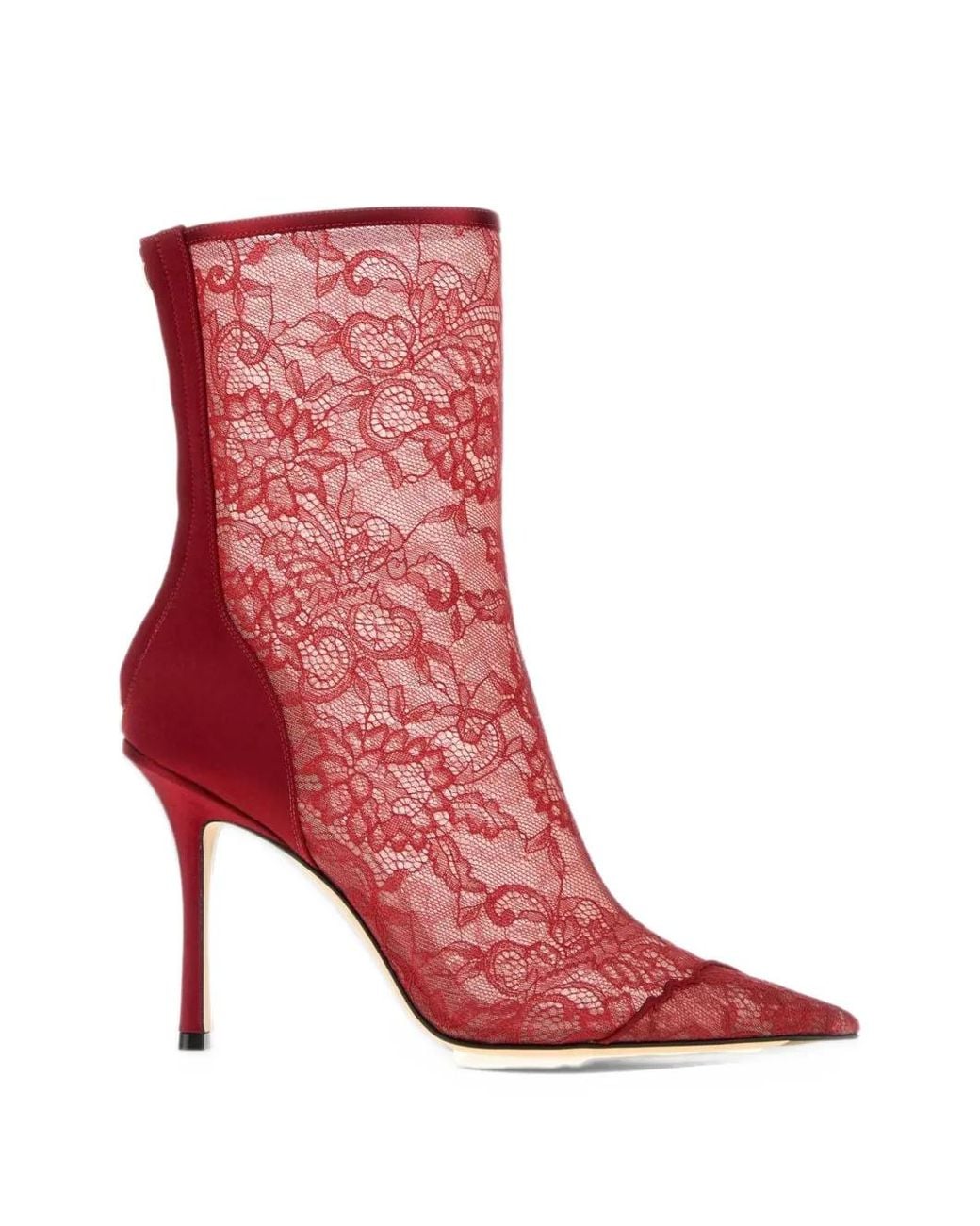 Jimmy Choo Red Faiz Lace Ankle Boots