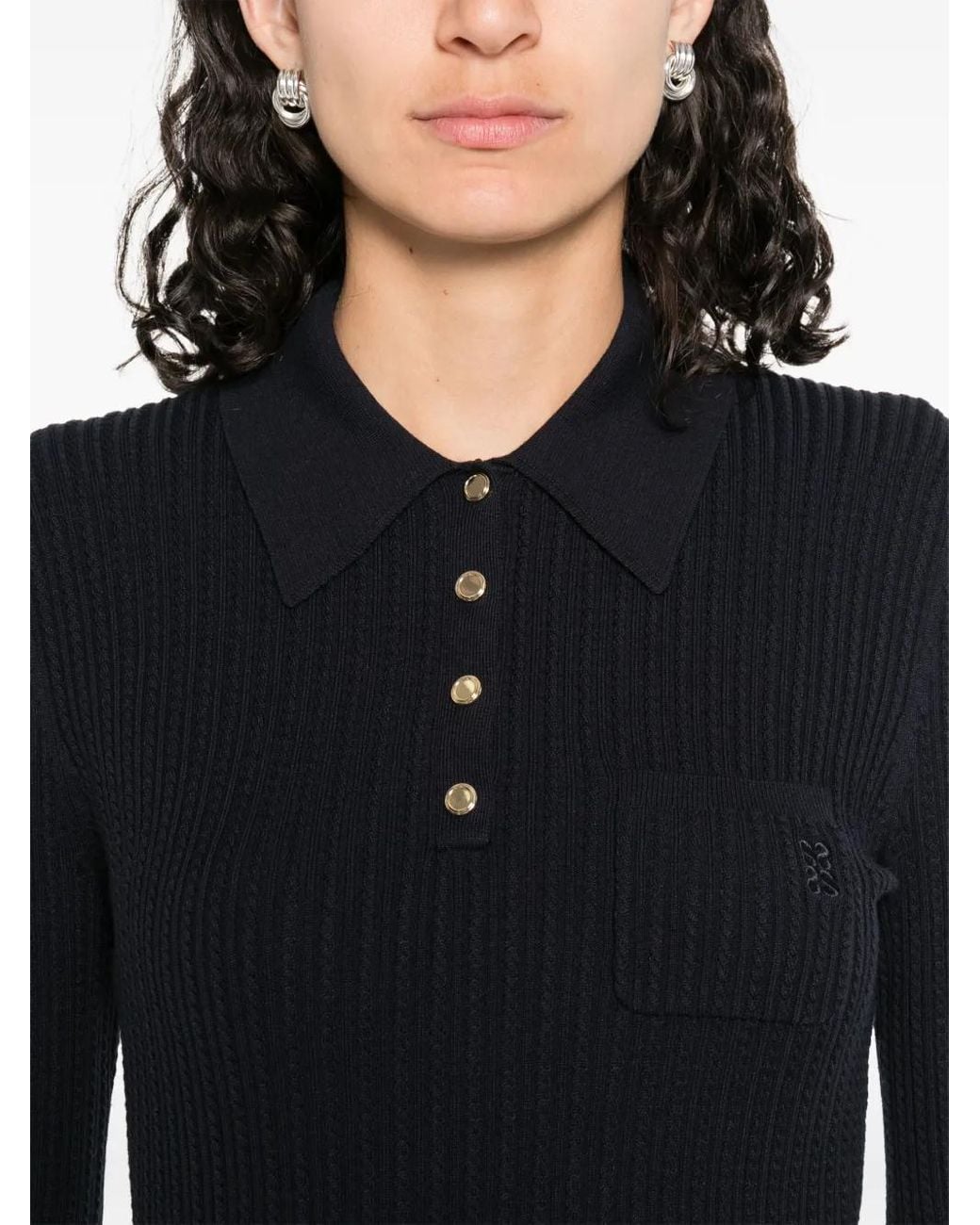 Sandro Blue Knitted Polo Shirt