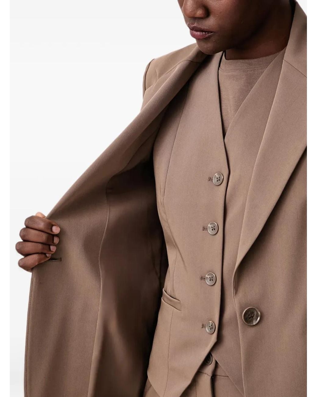 Sisley Brown Notched-Lapels Single-Breasted Blazer