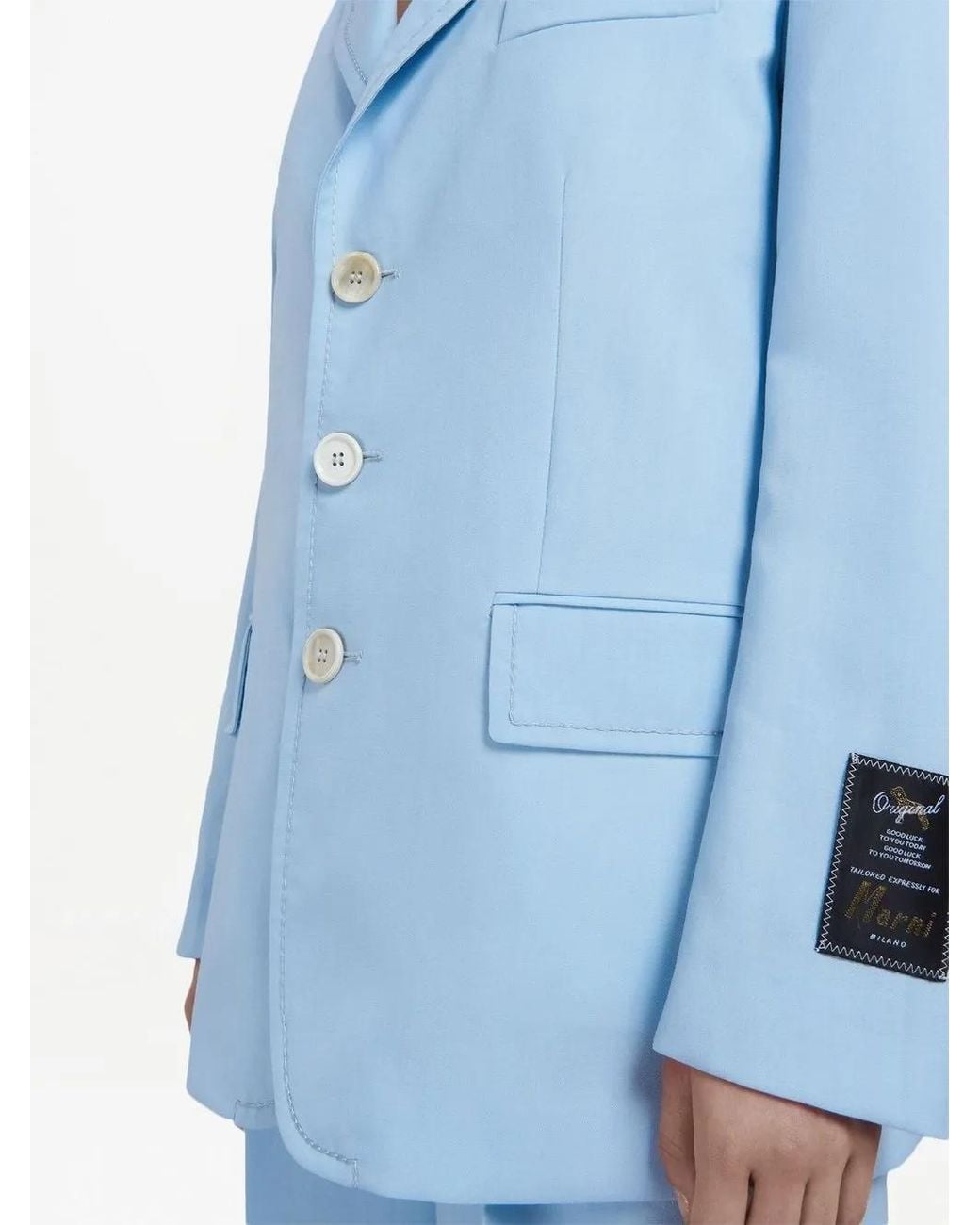 Marni Blue Single-Breasted Wool Blazer