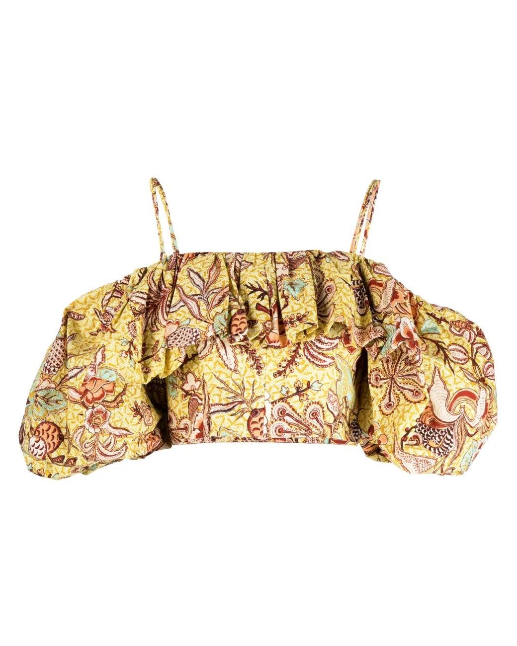 Ulla Johnson Metallic Carla Calla Lily-Print Top