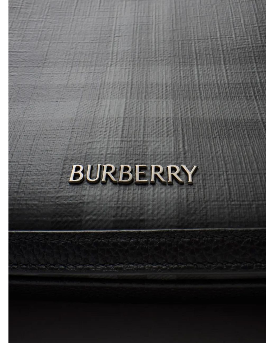 Burberry Black City Check Messenger Bag for men