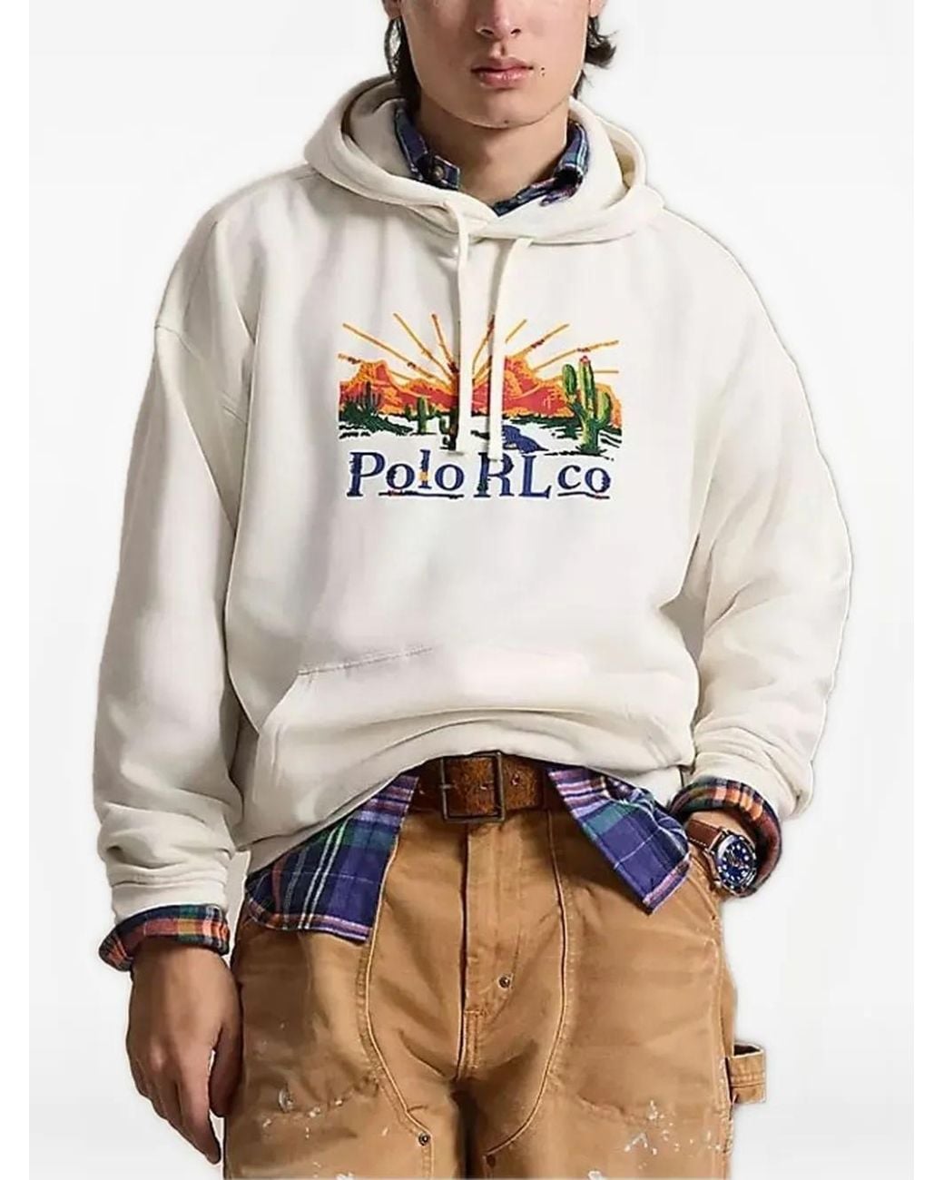 Polo Ralph Lauren Gray Graphic-Print Drawstring Hoodie for men