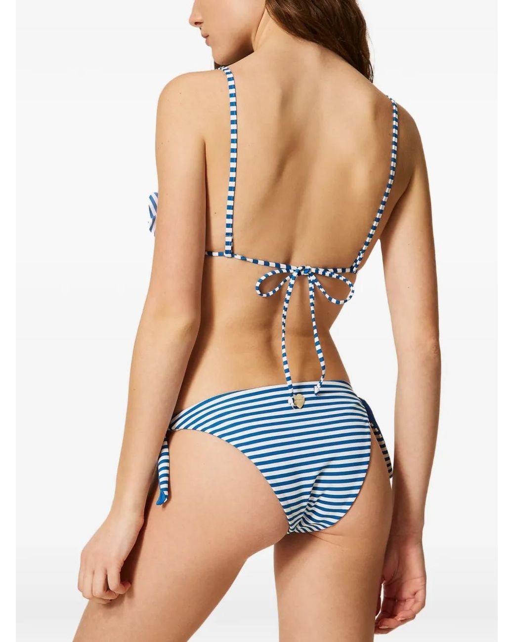 Twinset Blue Reversible Striped Bikini Thong