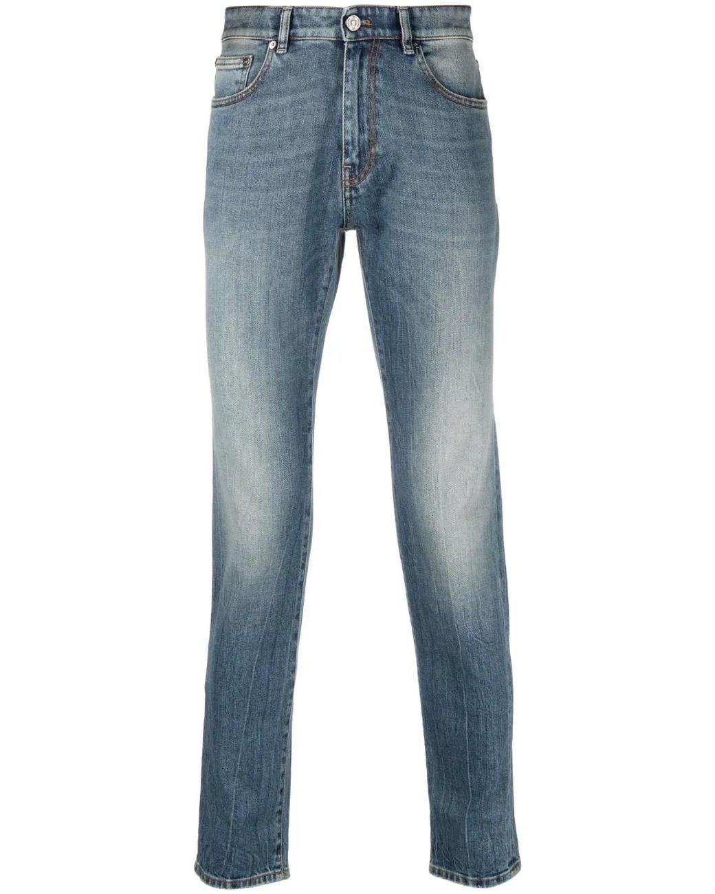 PT Torino Blue Logo-Patch Straight Leg Jeans for men