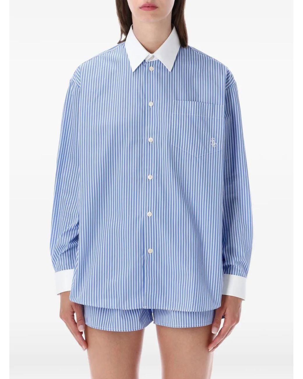 Sporty & Rich Blue Chemise En Coton À Rayures