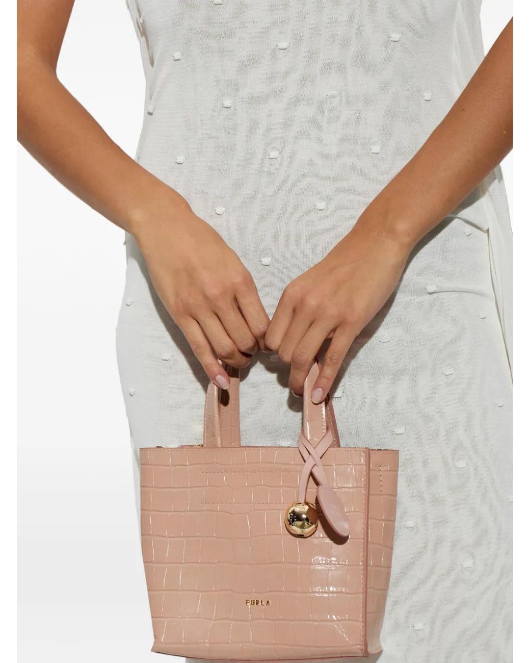 Furla Natural Mini Sac Divide En Cuir À Effet Peau De Crocodile