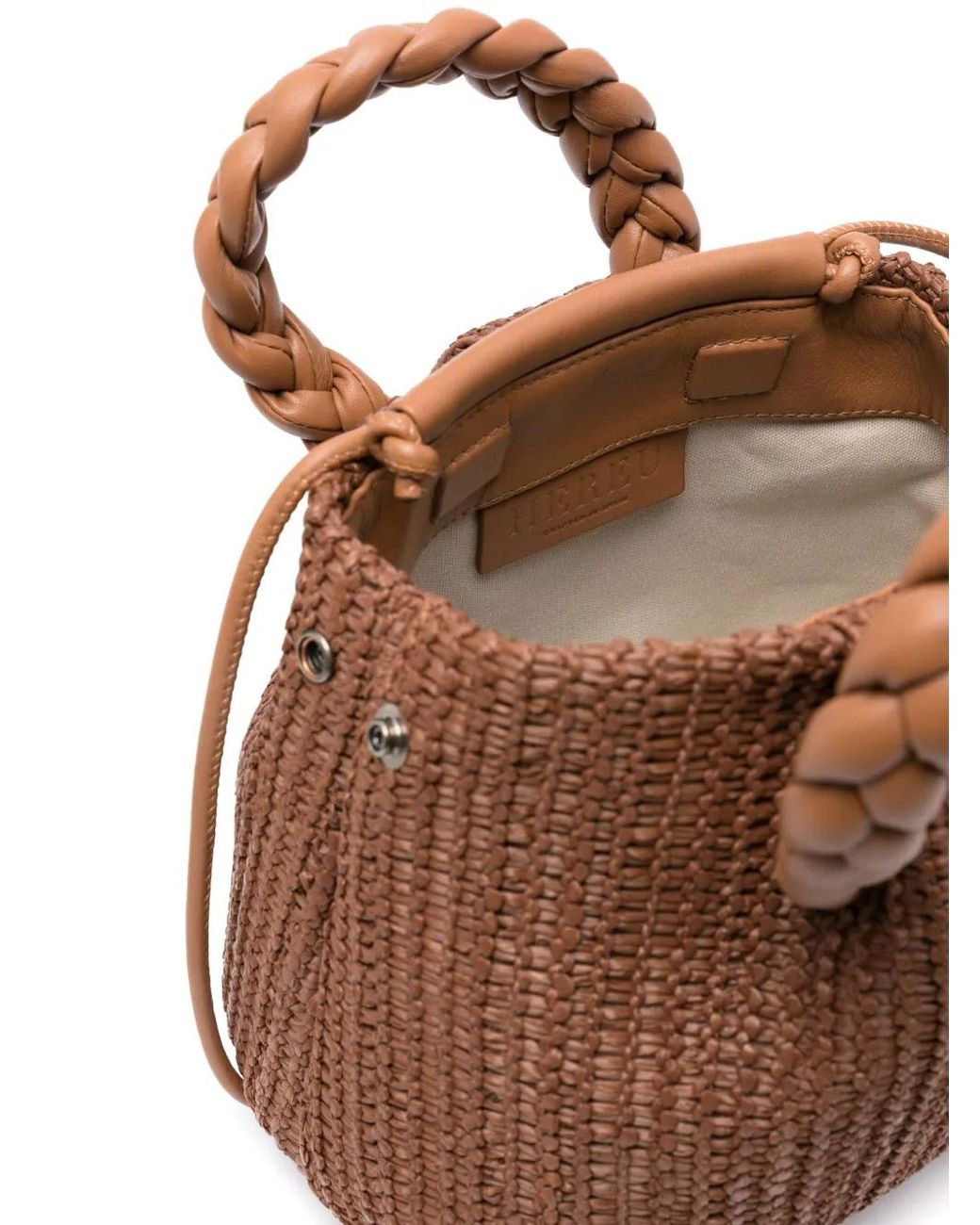 Hereu Brown Bombon Woven-Raffia Tote Bag