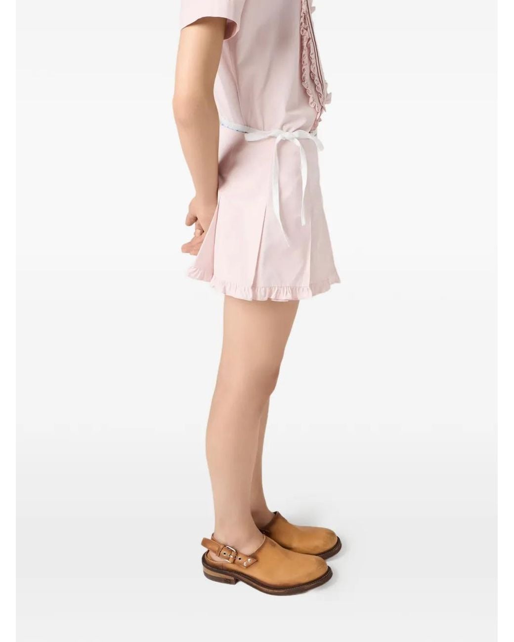 Miu Miu Pink Poplin Pleated Miniskirt