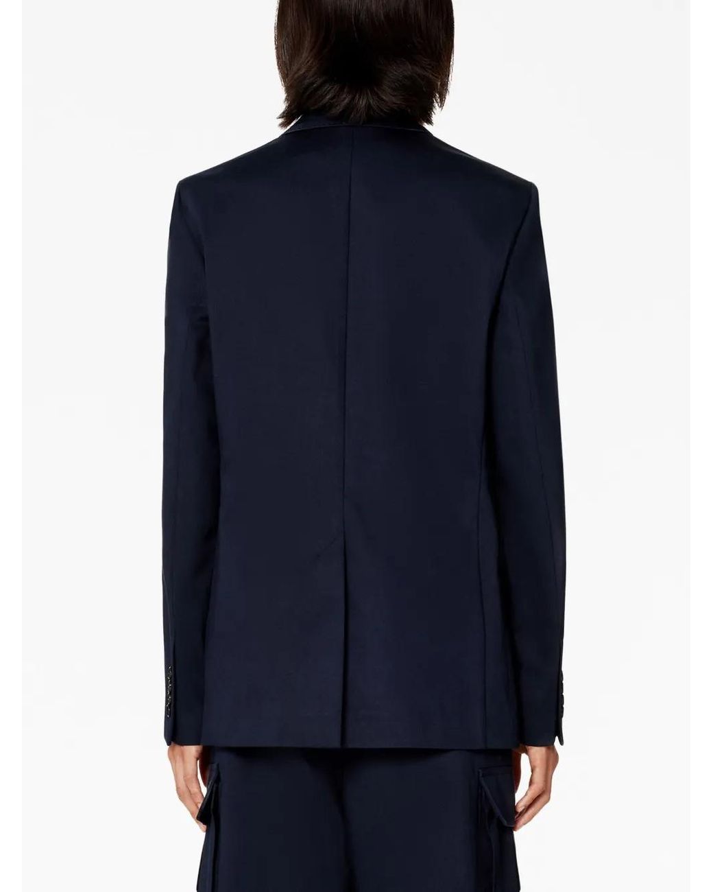 AMI Blue Single-Breasted Cotton Blazer for men
