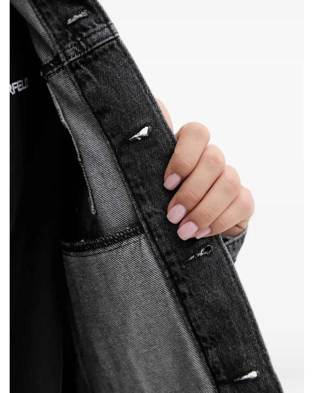 Karl Lagerfeld Gray Denim Button Jacket