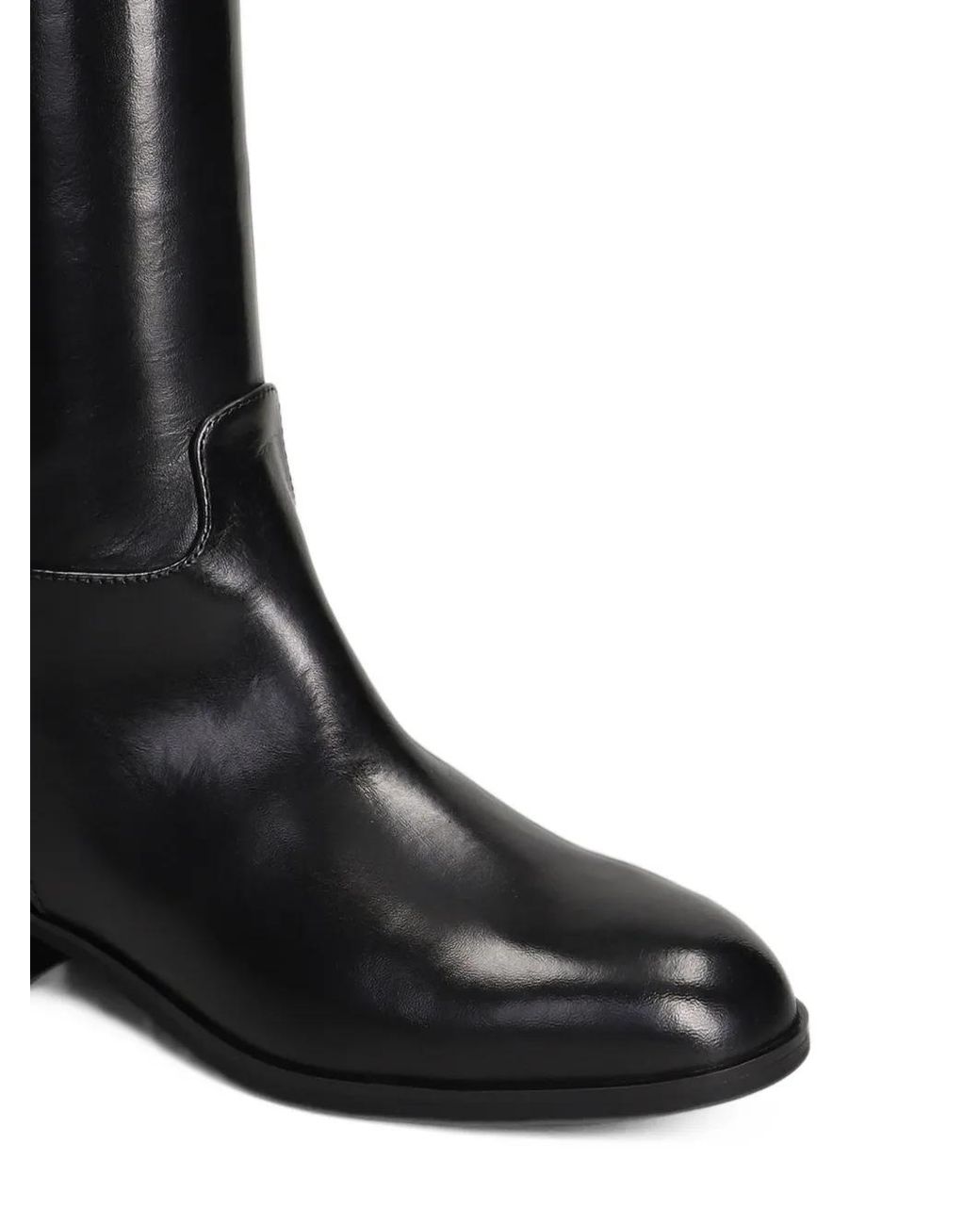 Julie Dee Black Buckle-Detail Leather Boots