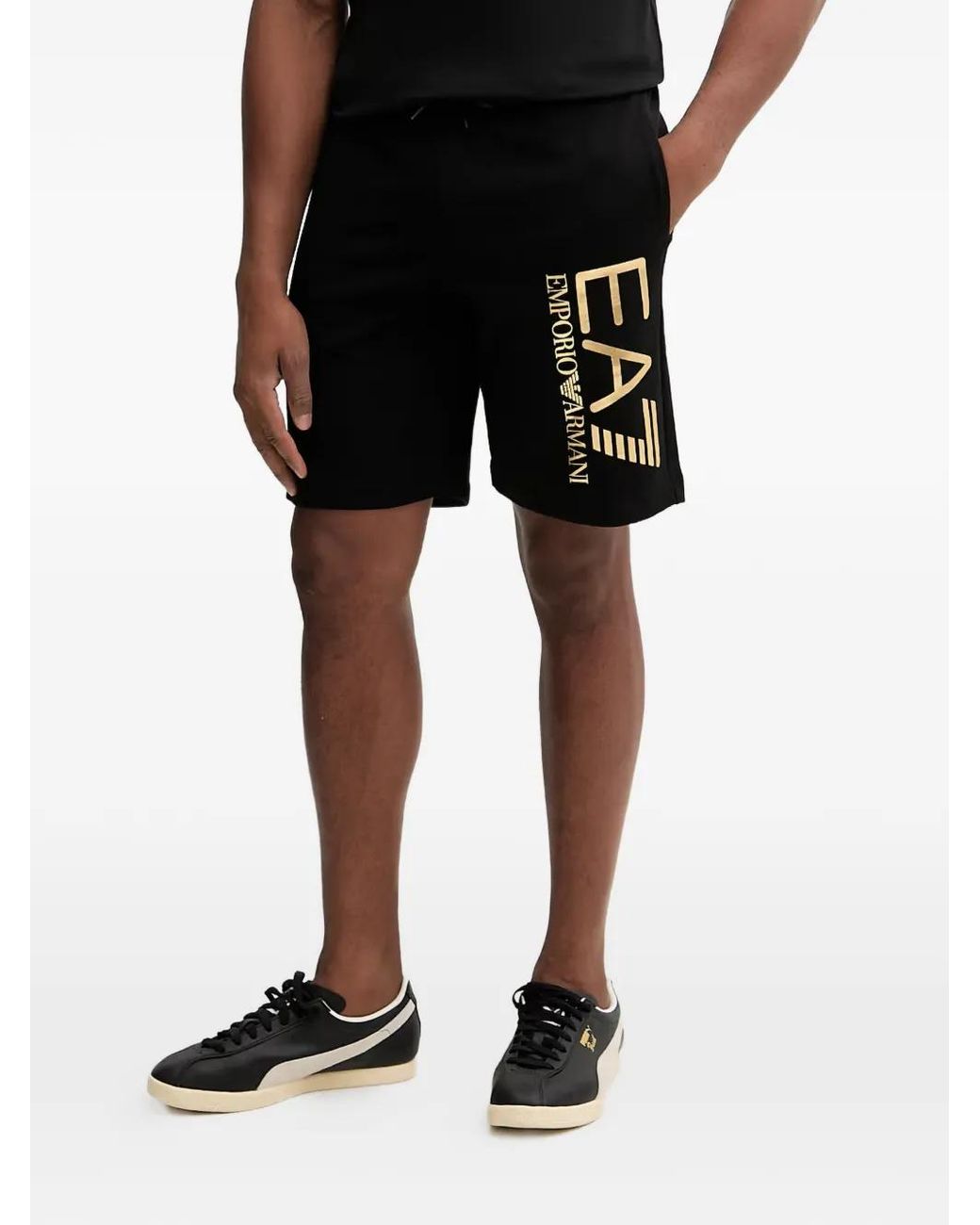 EA7 Shorts Met Logoprint in het Black voor heren