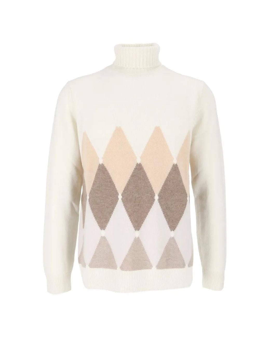 Ballantyne White Argyle-Pattern Cashmere Sweater for men