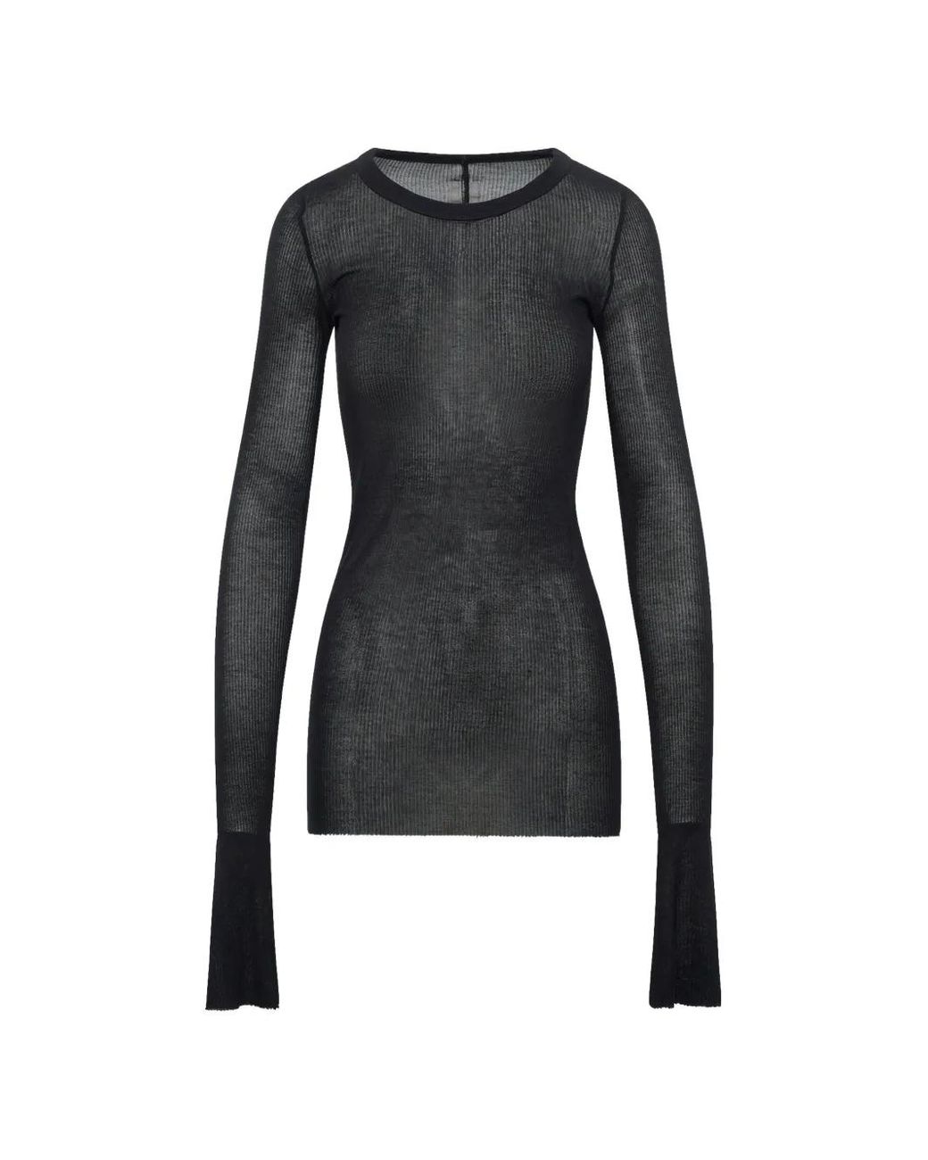Rick Owens Black Ribbed Long-Sleeve T-Shirt