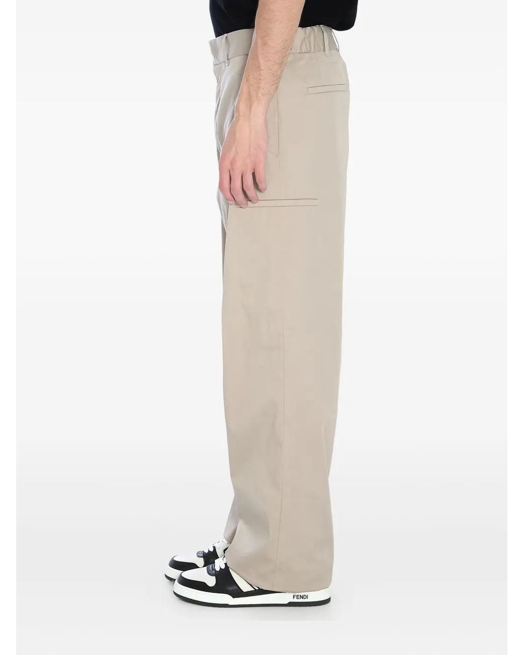 Fendi Natural Ff Logo Trousers for men