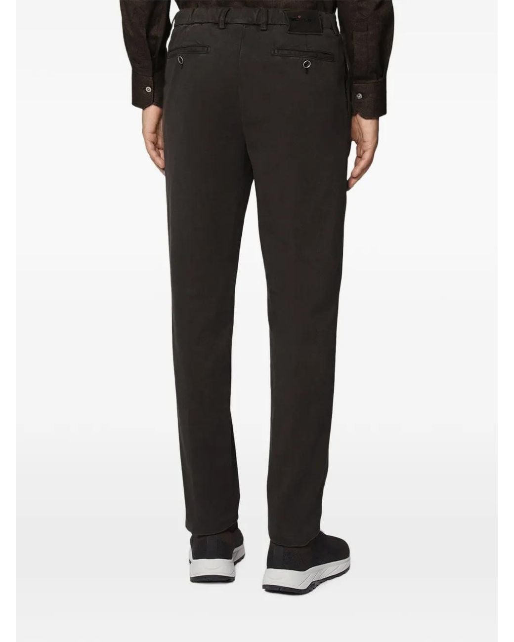 Kiton Black Button-Up Straight-Leg Trousers for men