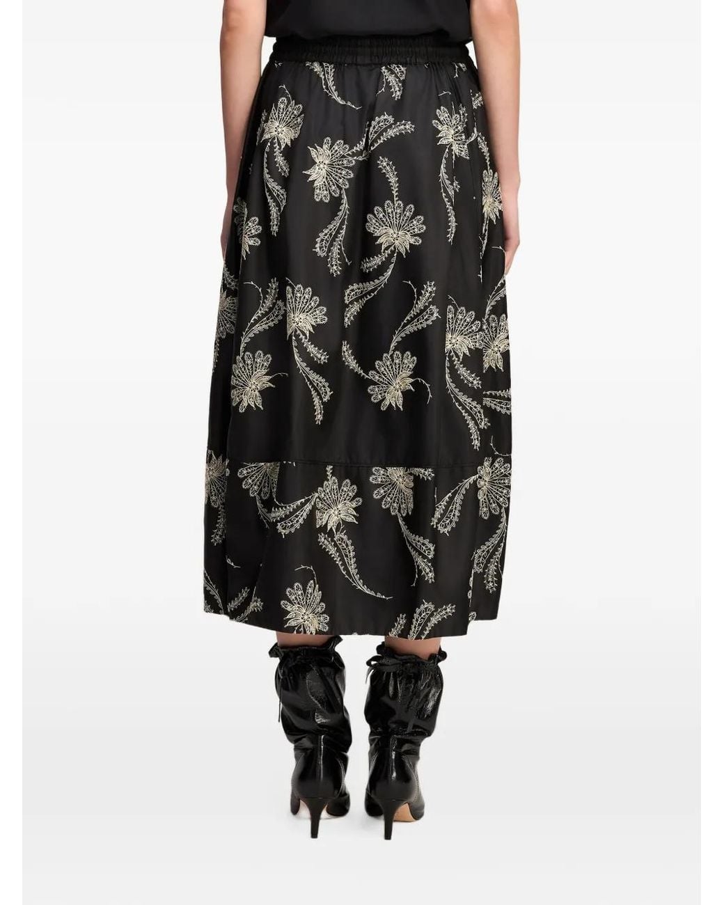 Cinq À Sept Black Sirani Paisley Fan Midi Skirt
