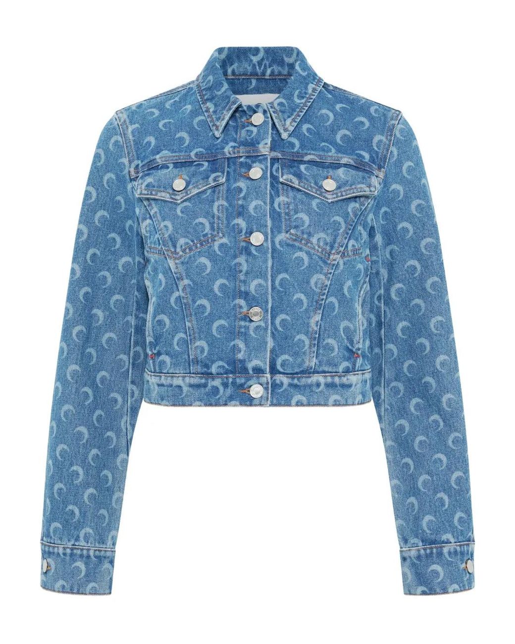 MARINE SERRE Blue Moon Laser Denim Jacket