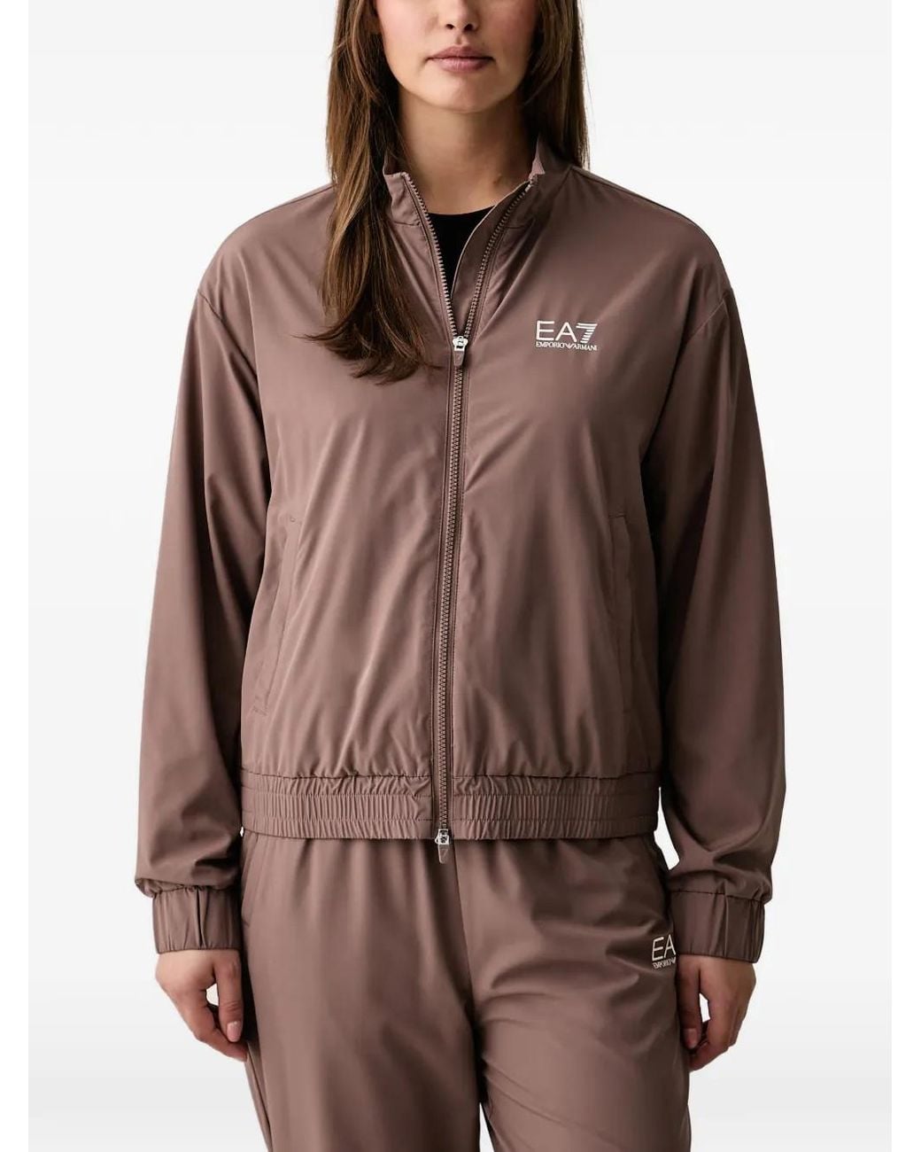 EA7 Brown Logo-Print Tracksuit