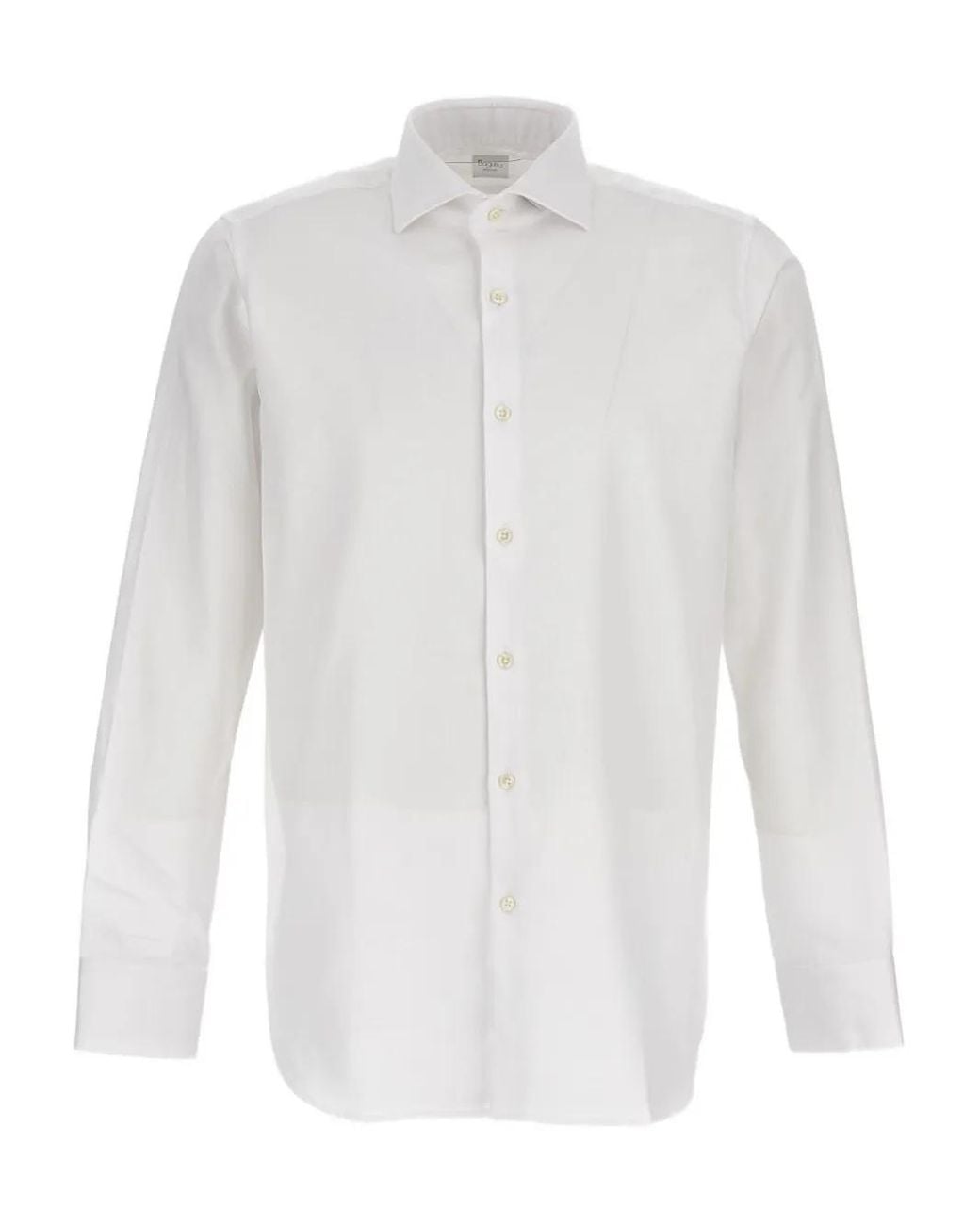 Bagutta White Button-Fastening Long-Sleeve Shirt for men