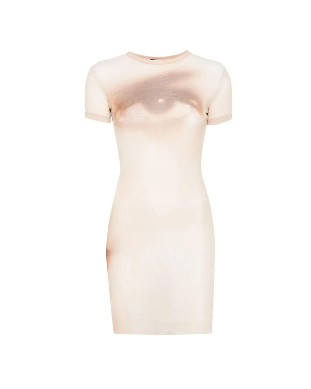 Jean Paul Gaultier White Short-Sleeve Crew Neck Mini Dress