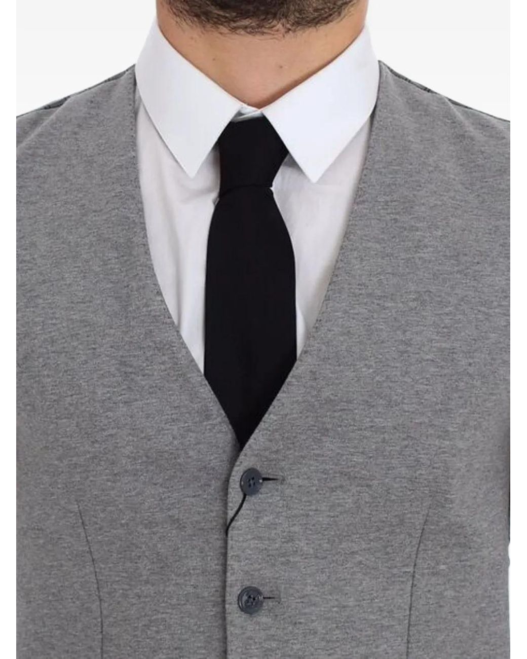 Dolce & Gabbana Gray Pinstripe-Back V-Neck Waistcoat for men