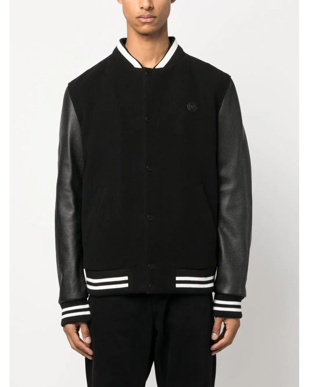 Philipp Plein Black Studded-Skull Bomber Jacket for men