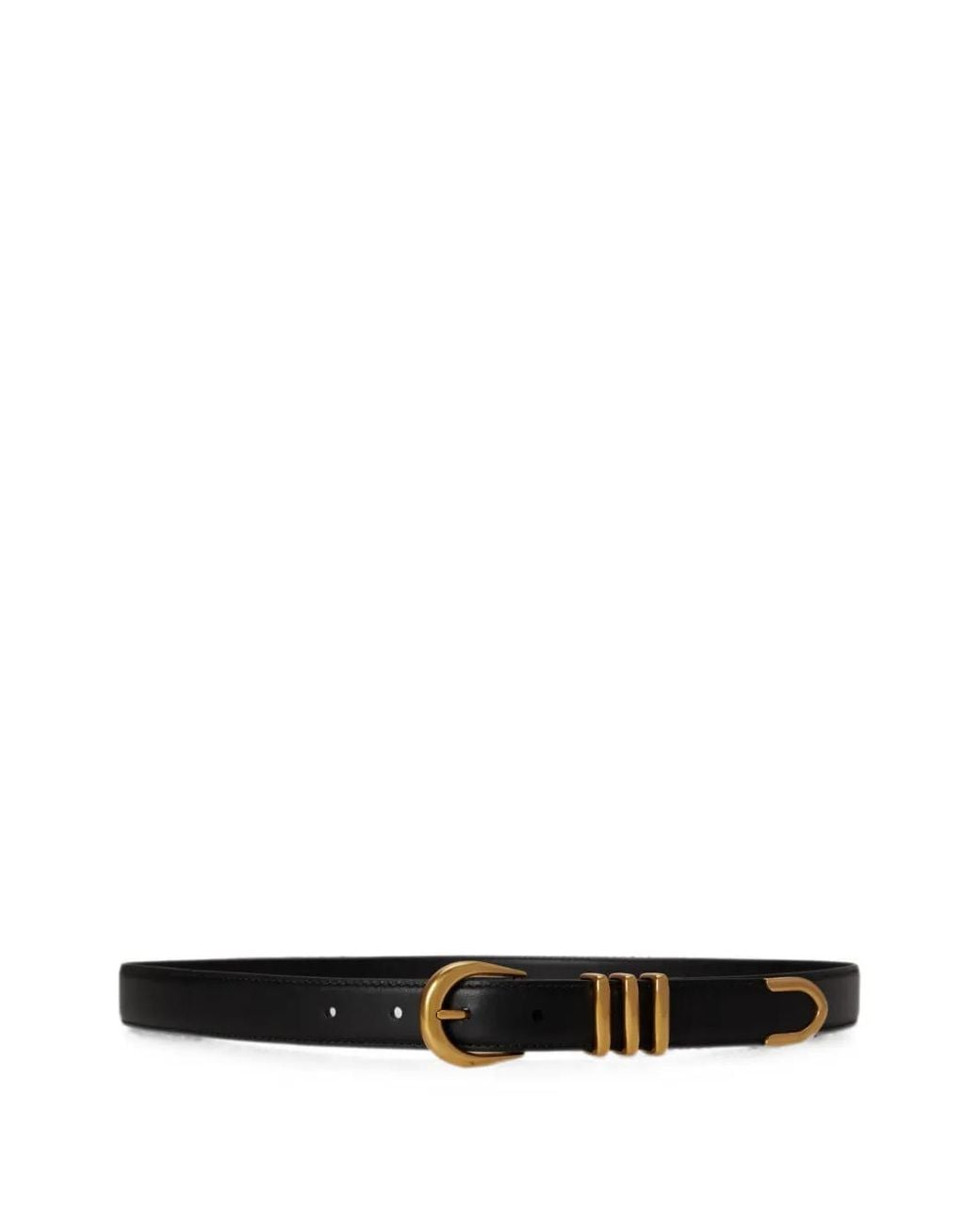 Ralph Lauren White Metal-Keeper Skinny Belt