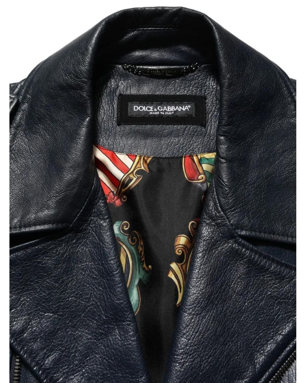 Dolce & Gabbana Black Leather Biker Jacket for men