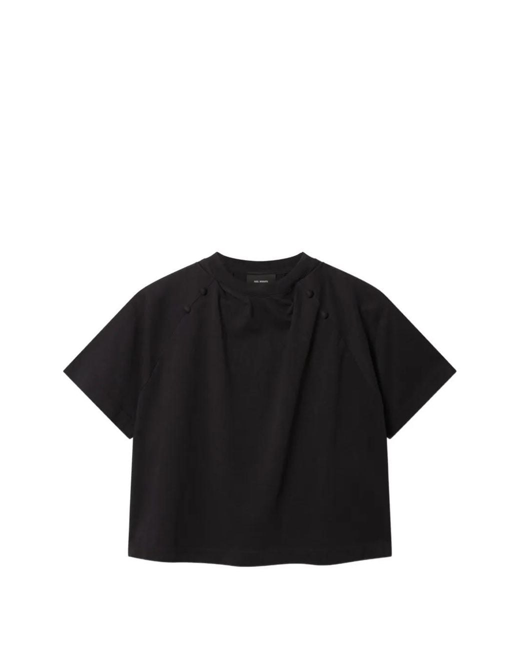 Axel Arigato Black Hosta Button-Detail Raglan-Sleeve T-Shirt
