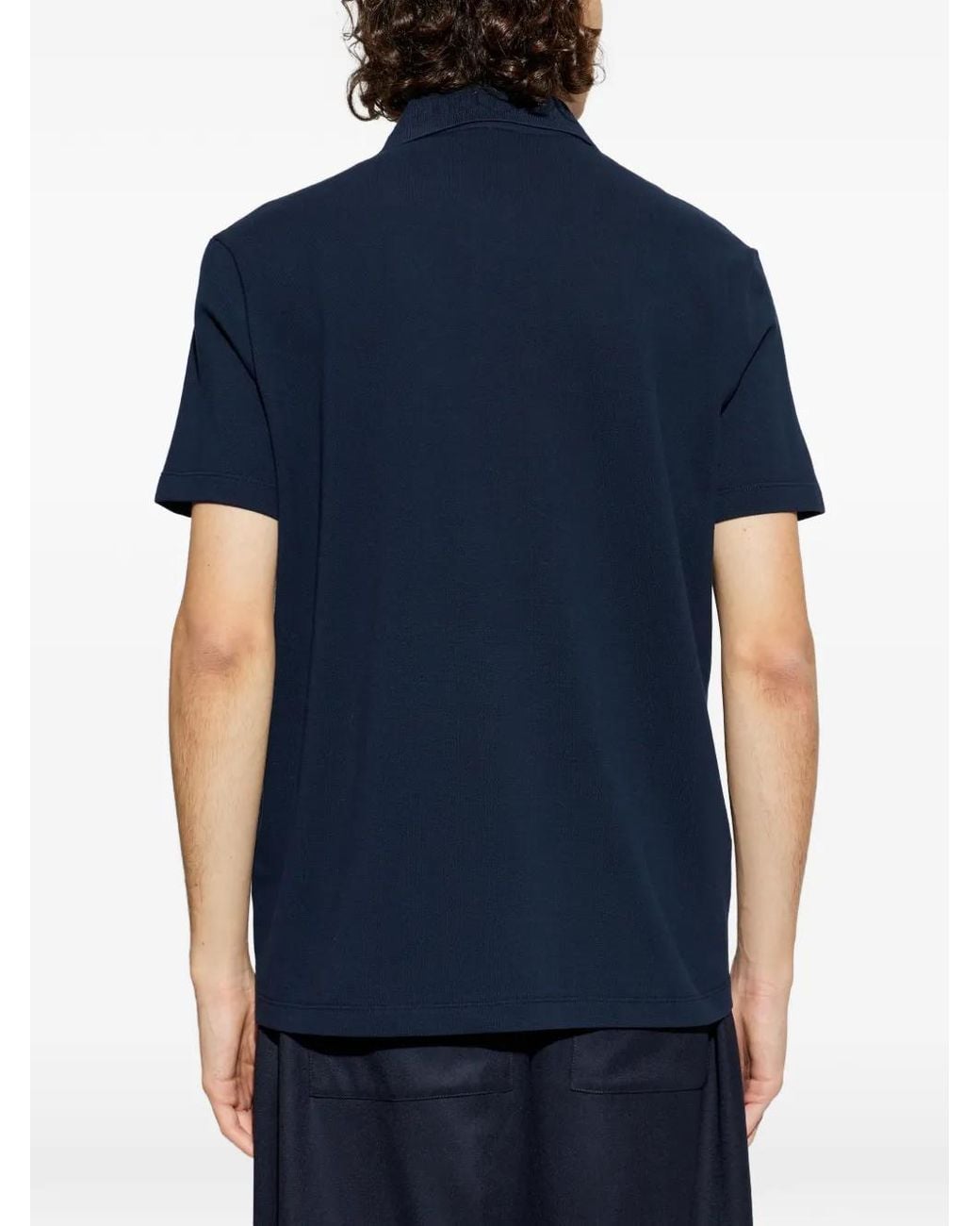 Versace Blue Embroidered Cotton Piqué Polo for men