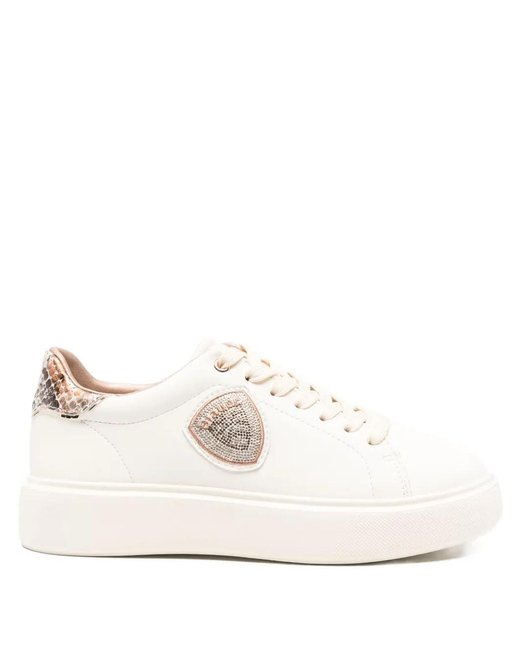 Blauer White Snakeskin-Detail Logo Sneakers