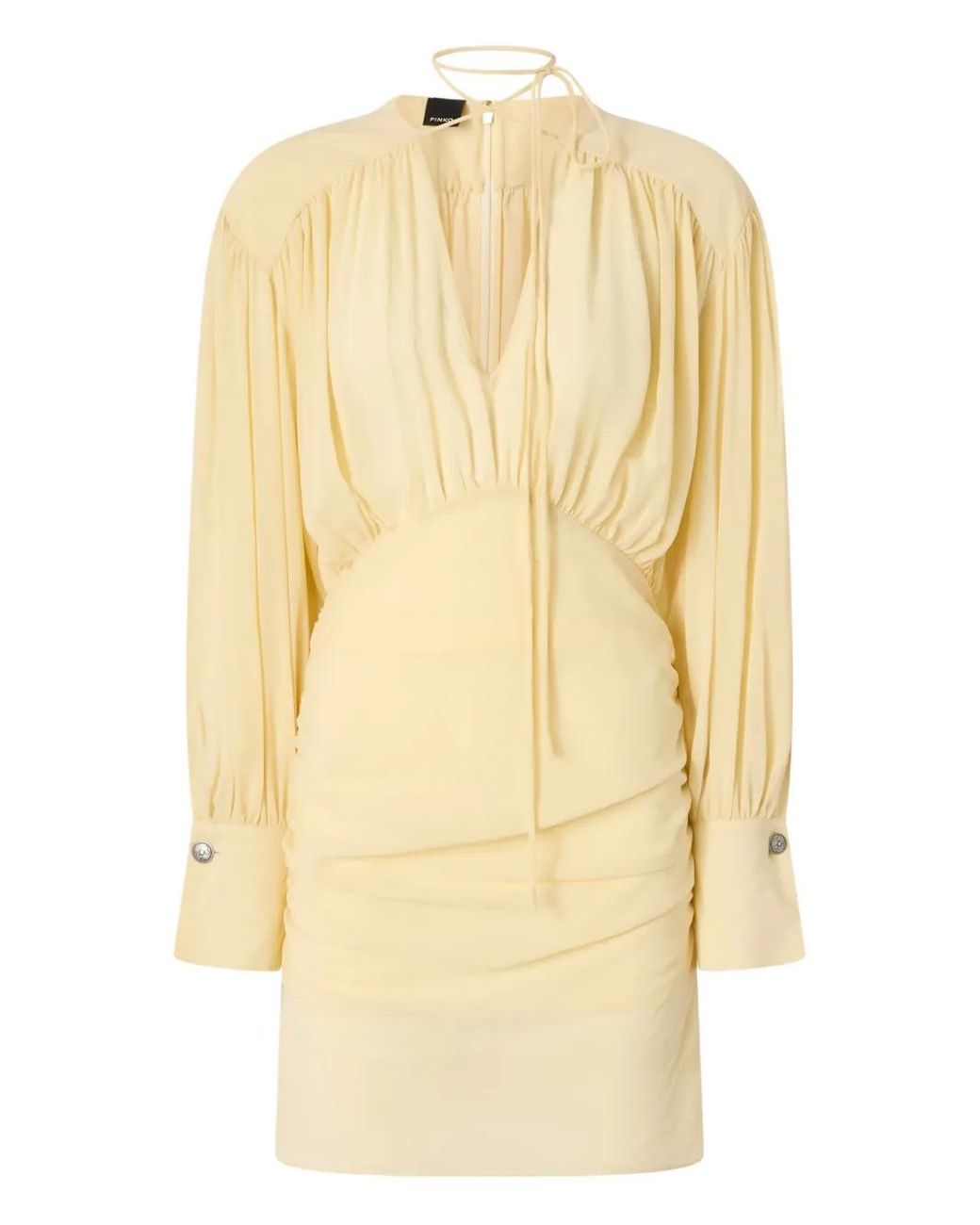 Pinko Natural Mini Dress With Long-Sleeves And Draping