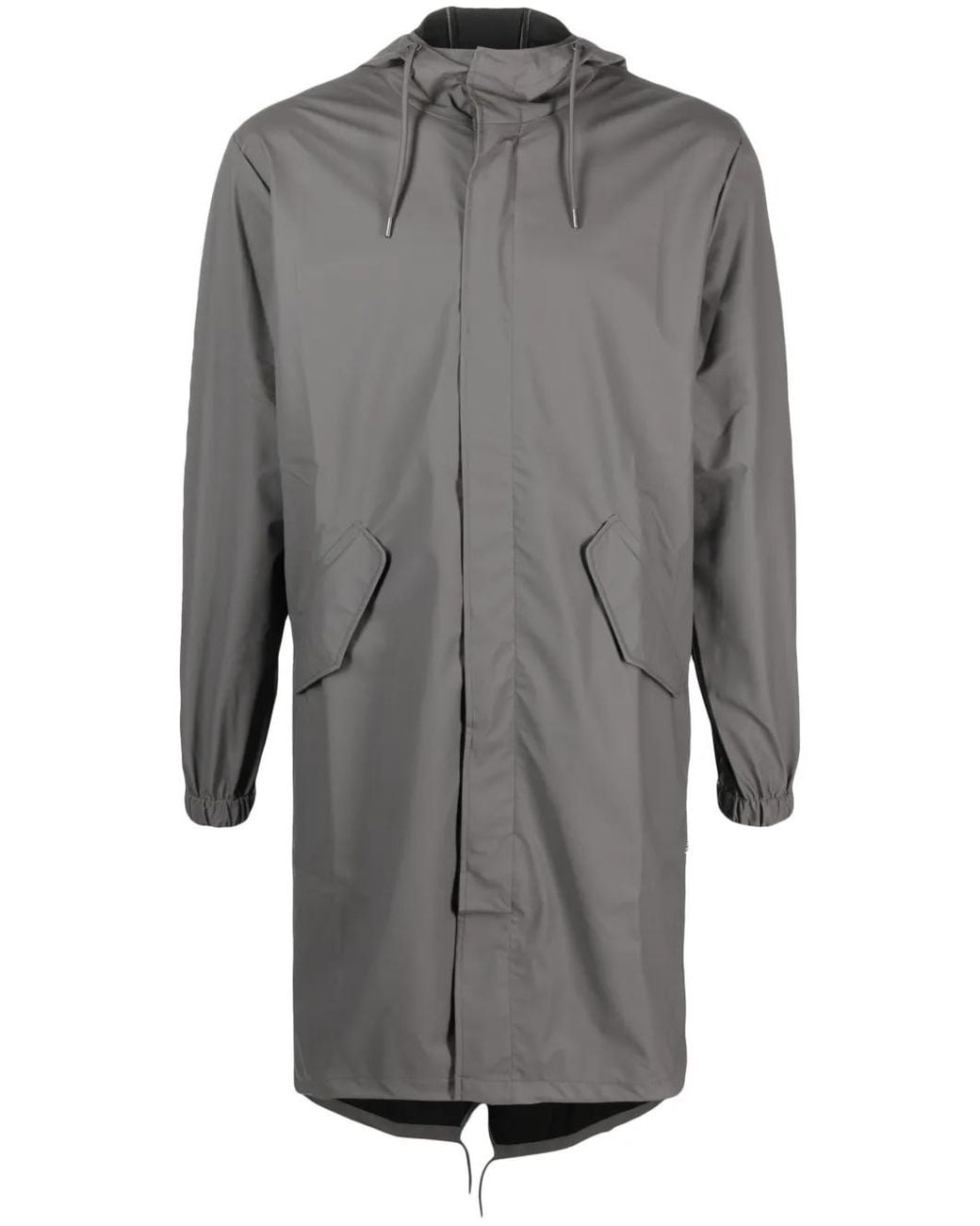 Rains Gray Fishtail Drawstring-Hood Coated Parka for men