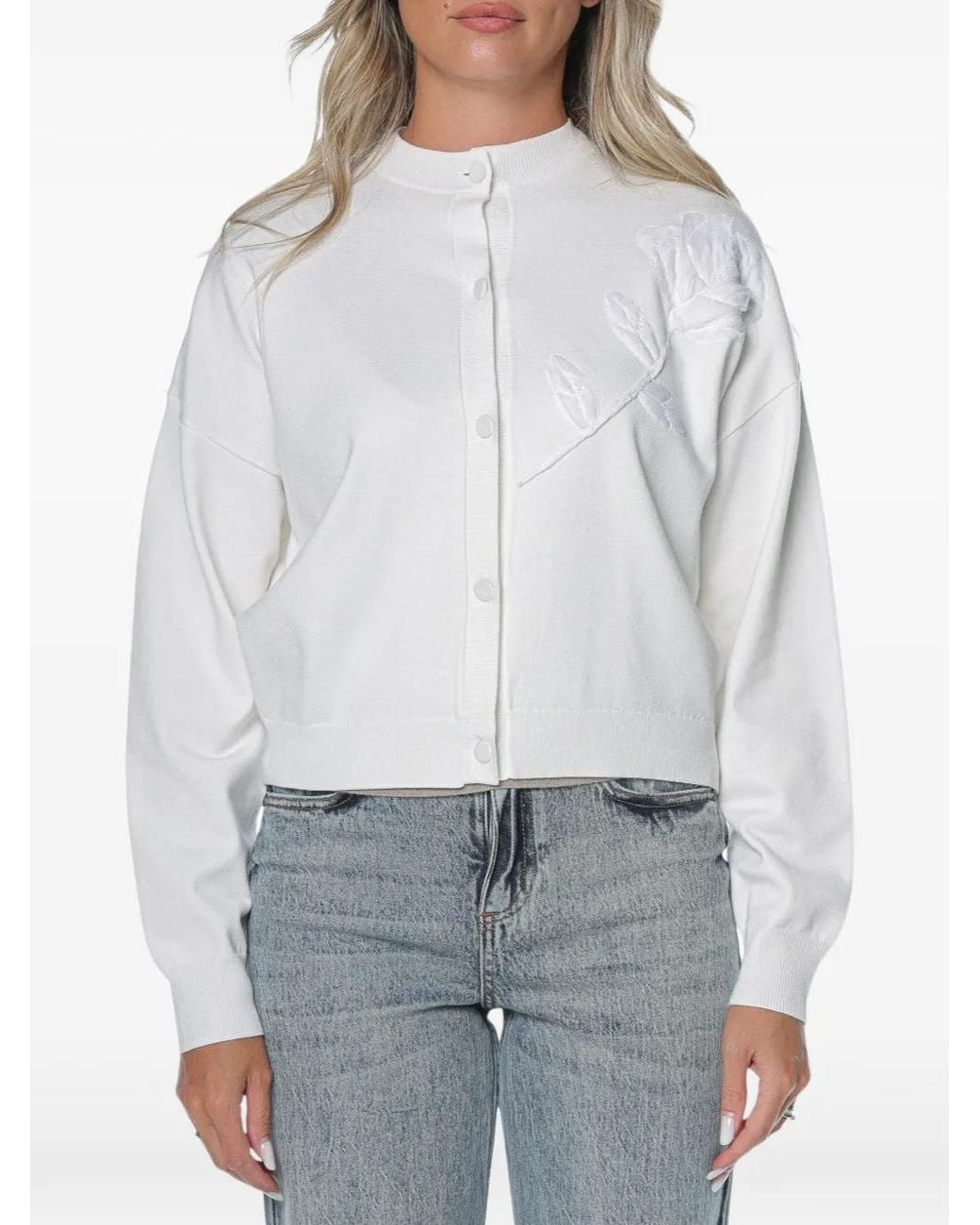 Ted Baker Gray Neslie Organza-Appliqué Cardigan